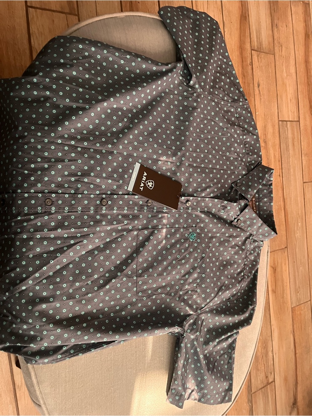 NWT Ariat Shirt Grey Teal Geo